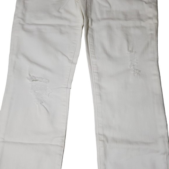 NWT Victoria's Secret Mid Rise Siren Skinny Jeans Size 0 White Distressed - Picture 4 of 8